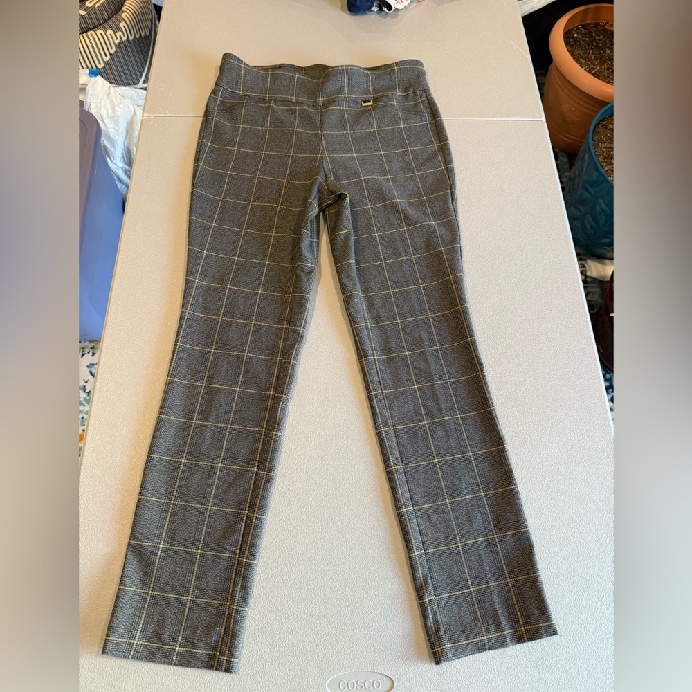 Grey/black w thin Tan stripe/ plaid pants. Lightly worn, great condition.